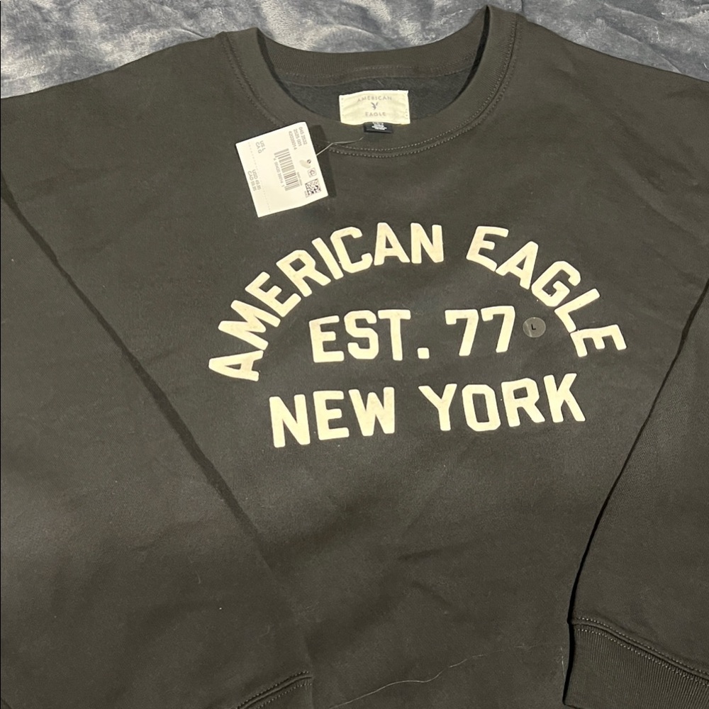 American Eagle Outfitters Men's Charcoal Crewneck Sweater